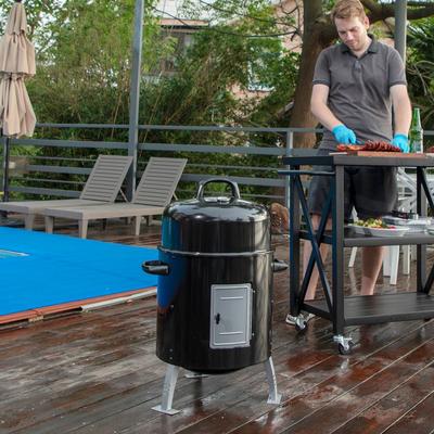 Kitchen Academy "17"" 2-In-1 Charcoal Patio Smoker & Grill with Built-in Thermometer"