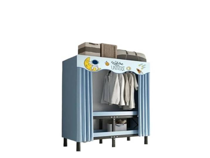 Installationsfreier, zusammenklappbarer Kleiderschrank, einfacher, langlebiger Stoff-Kleiderschrank mit Stahlrahmen, Schlafzimmer-Aufbewahrungsregal, staubdichter Organizer-Schrank für Schlafzimmer, A