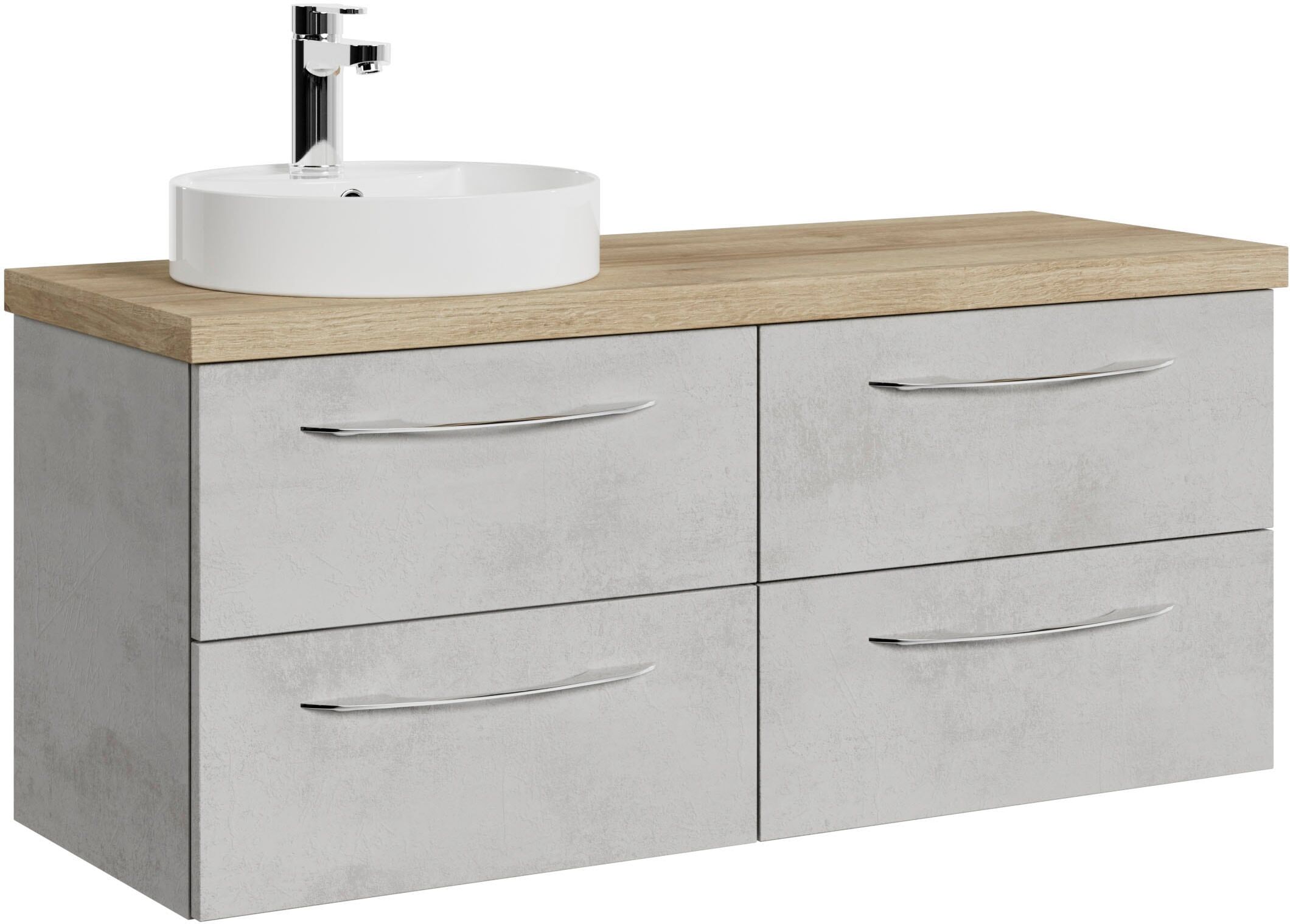 Waschtisch SAPHIR "Serie 4035", grau (oxid hellgrau quer, oxid hellgrau quer), B:118cm H:61,2cm T:44,5cm, Holzwerkstoff, Waschtische, Waschtisch, 118 cm mit Keramik-Aufsatzbecken und Waschtischplatte oxid hellgrau quer, oxid hellgrau quer eckig, B/H/T: 11