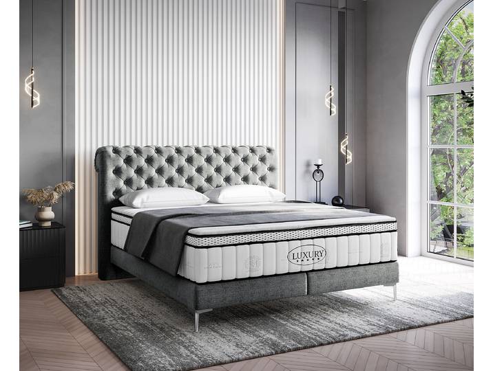 Boxspringbett Moonda 160 x 200cm Samt Cloe Grau