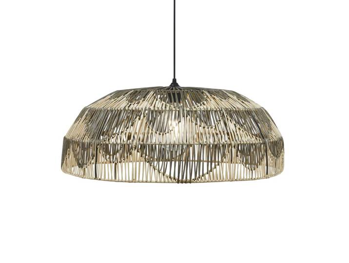 Suspension en métal et rotin naturel et gris