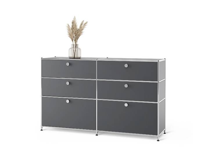 Tchibo - Kommode Metall »Cn3« mit 6 Schubladen - 152x40x84,5cm - chrom -