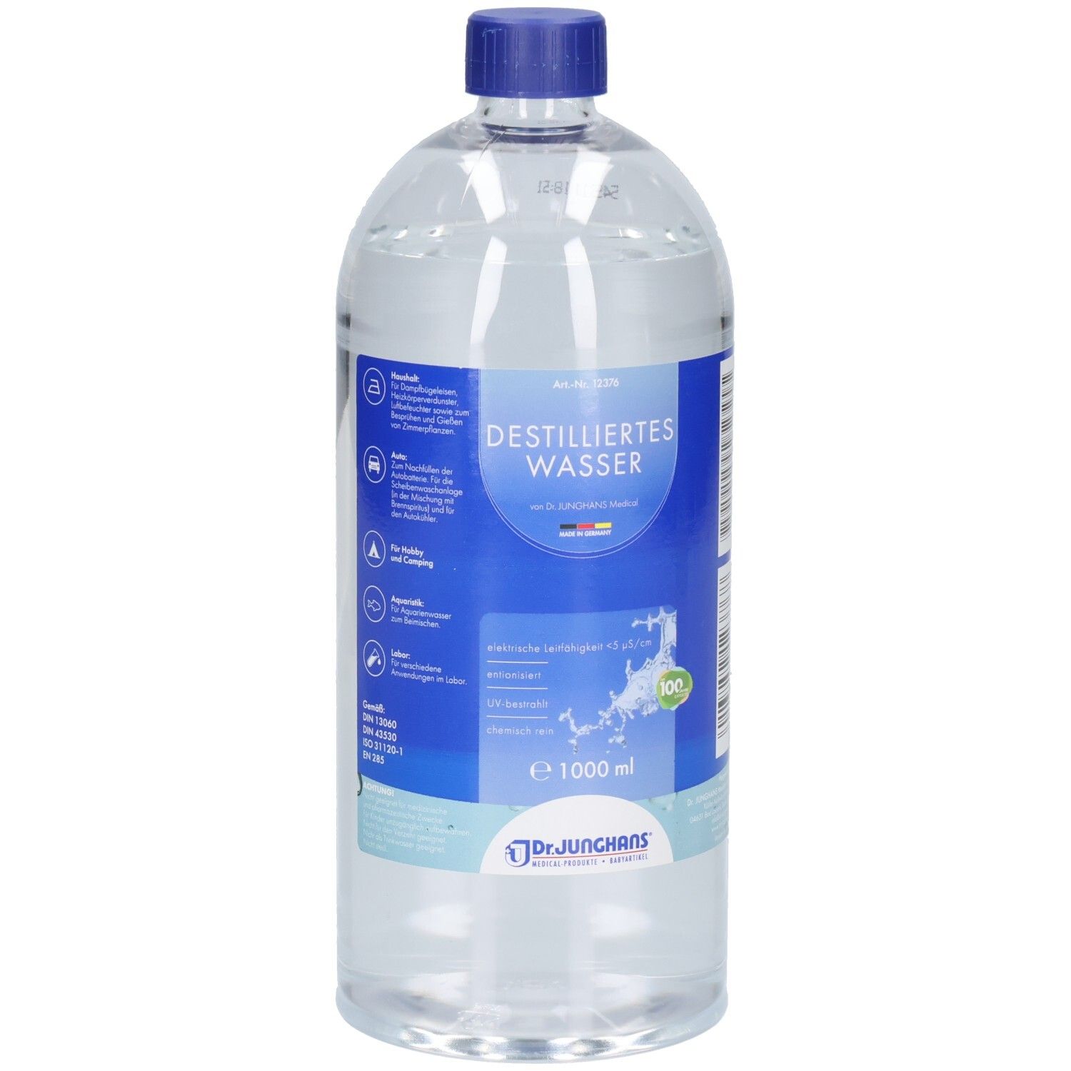 Destilliertes Wasser 1 l Flasche Flüssigkeit