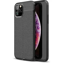 Screenguard Apple iPhone 11 Pro Hülle Leather Design TPU Cover (Apple iPhone 11 Pro), Smartphone Hülle, Schwarz