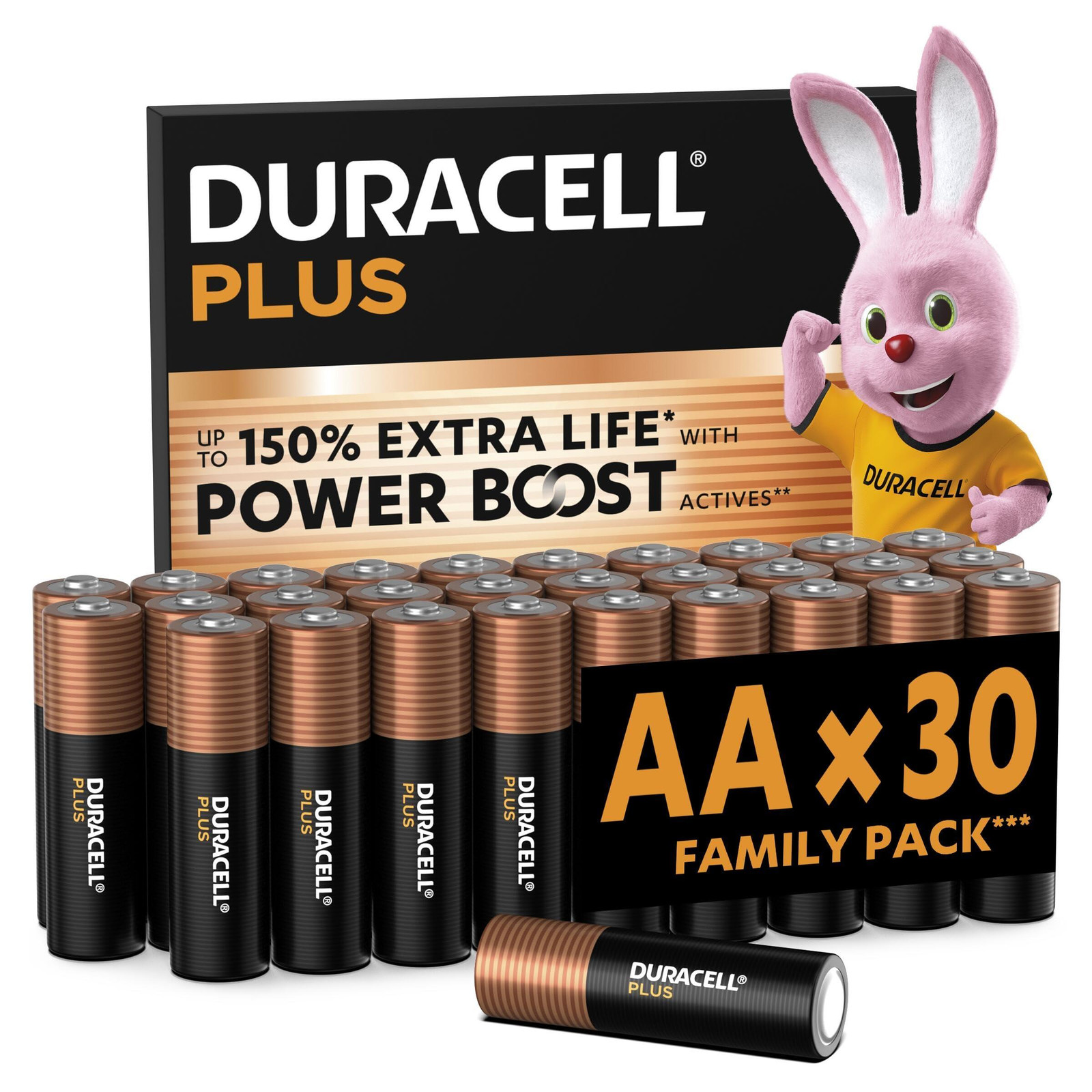 Duracell Plus AA alkalinebatterijen, 30 stuks, 1,5V, LR06