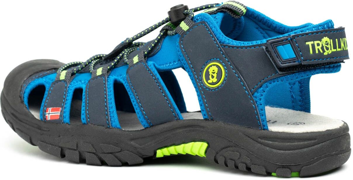 Outdoorsandale TROLLKIDS "Kids Kvalvika Sandal", Mädchen, Gr. 28, Textil, bunt (navy, viper grün), Synthetik, mehrfarbig, Schuhe Outdoorsandale navy, viper grün 28, Textil