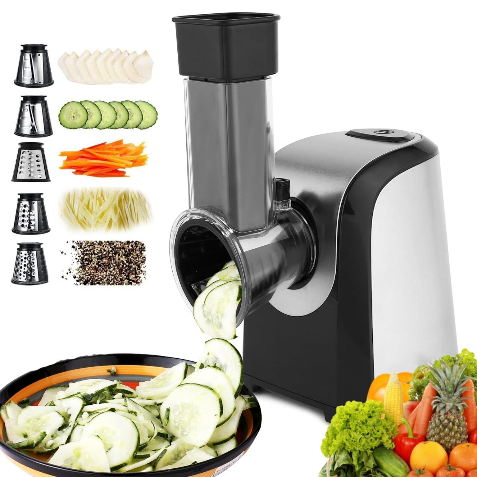 Dripio multifunctionele keukenmachine 5-in-1 groentensnijder, 150W, zilver