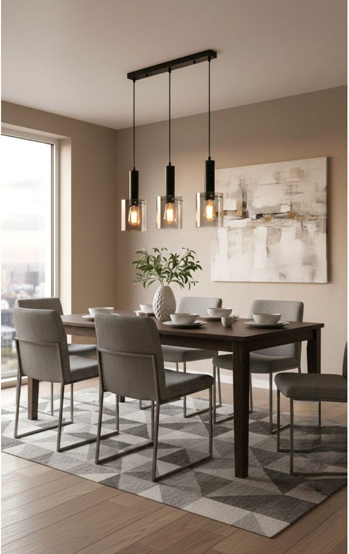 Firstlight 3 - Light Black Kitchen Island Pendant Black 30.5cm H X 12.7cm W X 12.7cm D