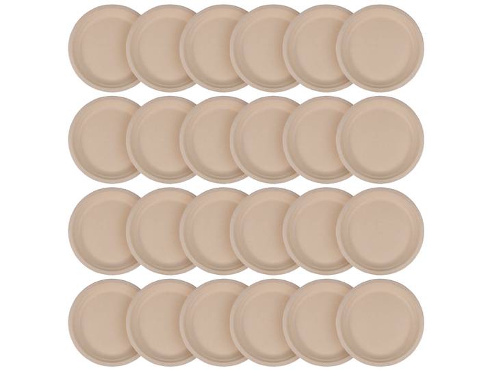 Teller rund aus Zuckerrohr 24er-Set, Teller biologisch abbaubar, 18 x 18 cm