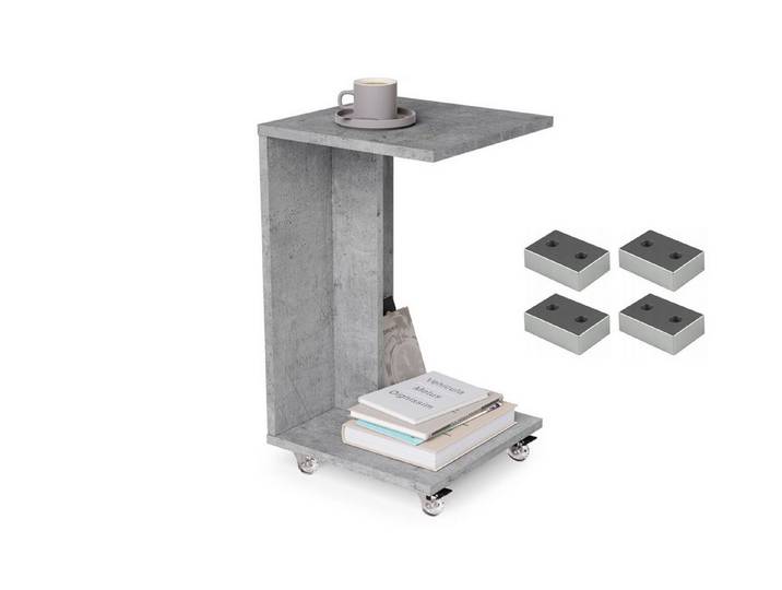 designimpex Beistelltisch Design Hugo Ecktisch Tisch Notebooktisch mit/ohne Rollen, tisch klein, ecktisch, rollbarer tisch, beistelltisch klein,homeoffice