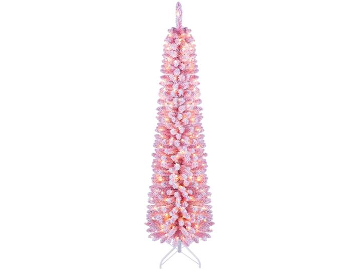 180 cm Kunstkerstboom met 140 Warmwitte LED Lampen Potlooddennenboom Smal met 392 Takken voor Thuis Kantoor Winkels