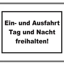 HB-Druck Ein- und Ausfahrt Tag und Nacht freihalten Schild A4 Rückseite selbstklebend