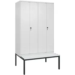 C+P Doppel-Spind Classic PLUS Kunststoff untergebaute Bank, 4 Abteile, HxBxT 212x120x82cm, Sicherheitsdrehriegel, Verkehrsweiß von PROREGAL