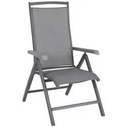 Gartenstuhl Andy mit Armlehne aus Aluminium und Textilene, modern, anthrazit, verstellbare Rückenlehne
