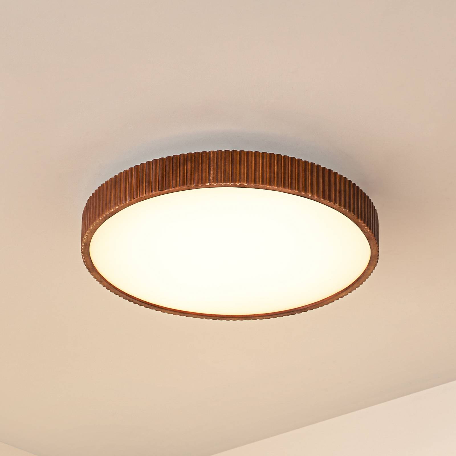 LED Deckenlampe Velua Lindby, dimmbar, Holz dunkel, für Wohn- / Esszimmer, Holz, Modern, LED Deckenleuchte