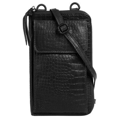 Umhängetasche BETTY BARCLAY "BETTY BARCLAY Damen echt Leder", Damen, Gr. B/H/T: 20cm x 12cm x 3cm onesize, schwarz, Leder, Reptilienprägung, Taschen Umhängetasche, echt Leder