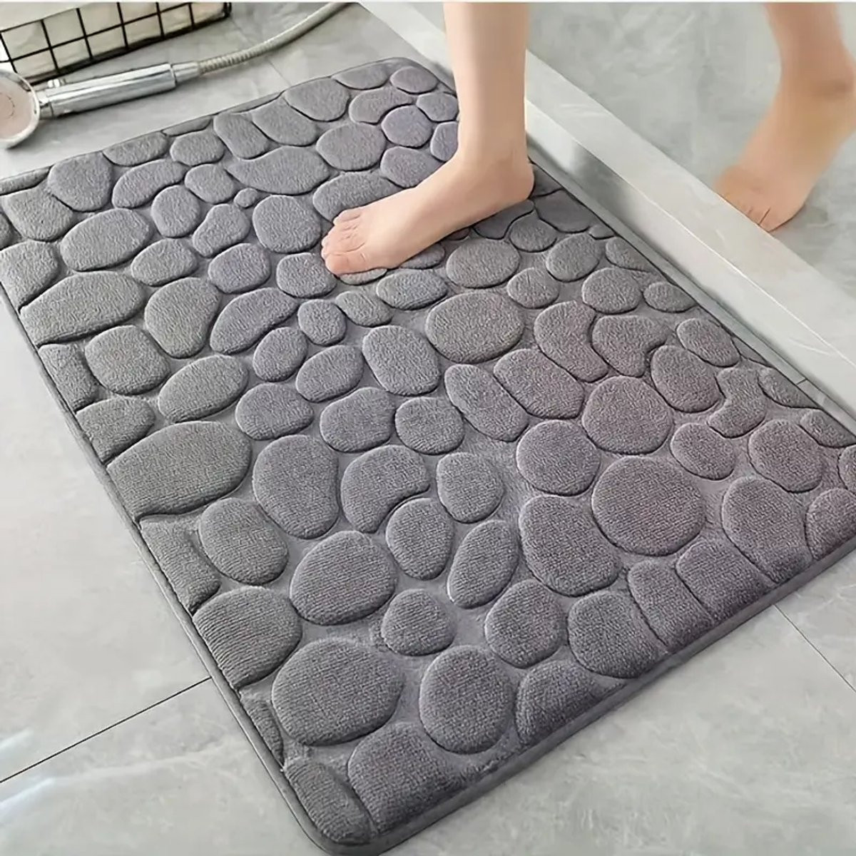 PolkaHome Badmat Grijs 40 x 60 cm – Superzachte Microvezel Droogloopmat met Antislip PVC Onderkant