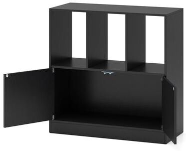 1/2 PCS 3-Tier Wooden Cubby Book Shelf w/Open Compartments & Cabinet