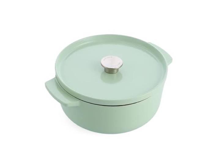 KitchenAid Cast Iron 26cm/5,2L Kasserolle mit Deckel, Hochwertig, Robust & Langlebig, Anbraten, Bräunen, Braten,PFAS-freie Emaille Innenseite,Induktion,Ergonomischer Griff,Ofenfest bis 260°C,Pistachio