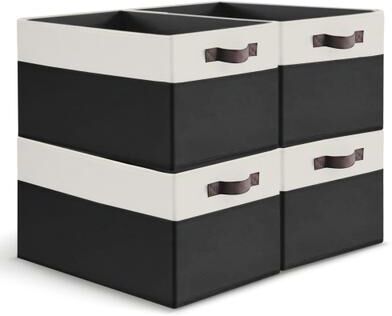 Cheer Collection 4 Pack Large Fabric Storage Baskets with Handles Collapsible Organizer Bins