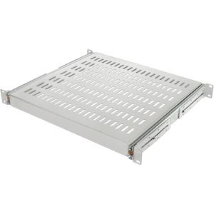 LogiLink Netzwerkschrank-Fachboden  SF1S65G 60 - 69 cm Einbautiefe, 19 Zoll, 1 HE, bis 35 kg, 60 cm ausziehbar, lichtgrau