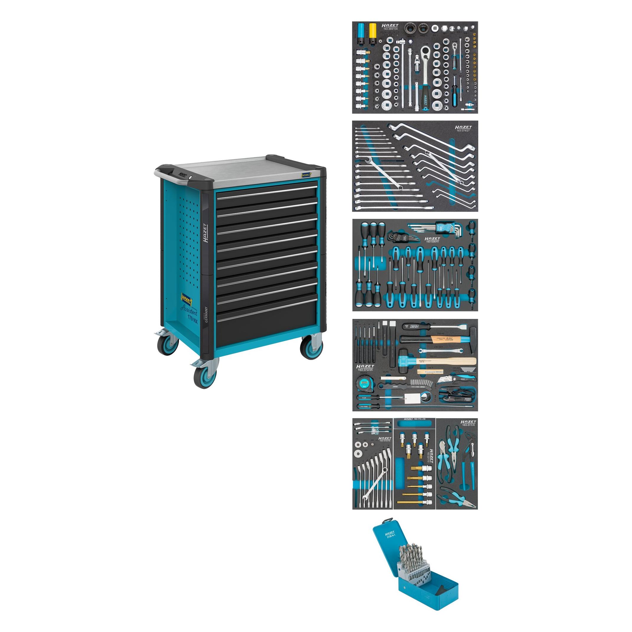 Hazet Werkstattwagen Assistent 179NX-8/252 Schubladen, flach: 8 x 81 x 522 x 398 mm Anzahl Werk... (252x) (179NX-8/252)