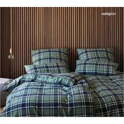 Elegante Soft-Flanell Bettwäsche Manchester - 135x200 cm + 80x80 cm	waldgrün
