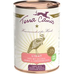 Terra Canis Light 400g Dose Hundenassfutter 6 x 400 Gramm Pute mit Sellerie, Ananas & Sanddornbeeren