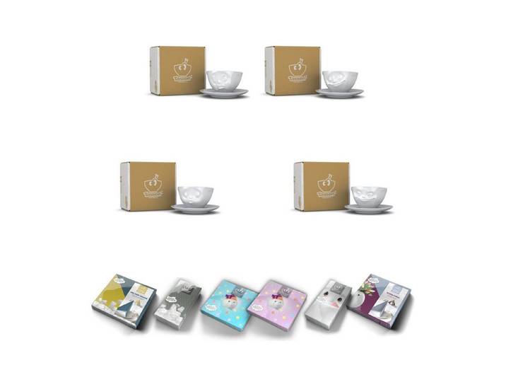 FIFTYEIGHT PRODUCTS Tasse Tassen-Set 4-tlg. - jeweils 200 ml + Servietten, 1-tlg.