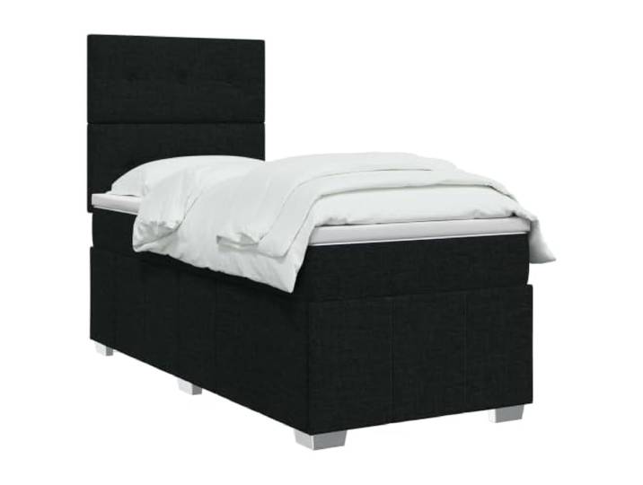 vidaXL LED Boxspringbett mit Matratze Schwarz 100 x 200 cm Stoff Coole Beleuchtung für modernen Stil, Höhe anpassen für deinen Komfort, Verbesserung des Schlafs mit Bewegungsisolierung