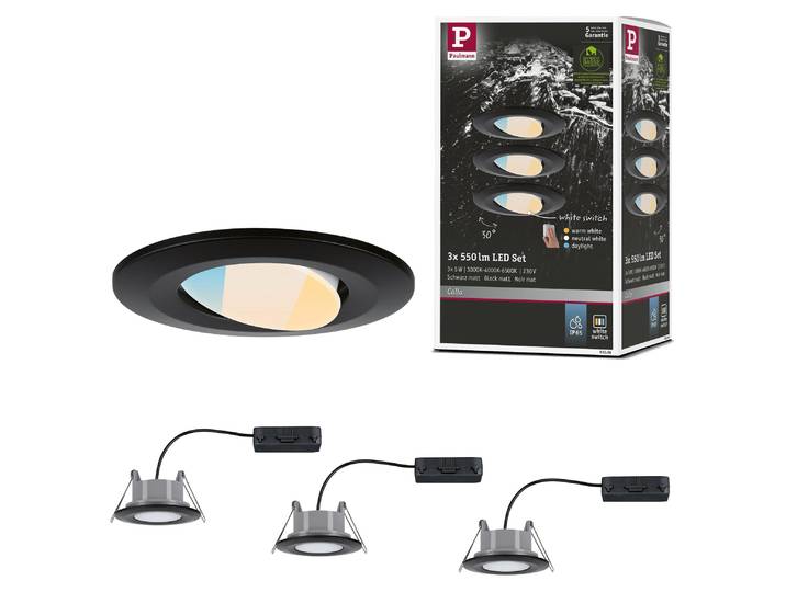 Paulmann LED à encastrer Calla\, set de 3\, orientable