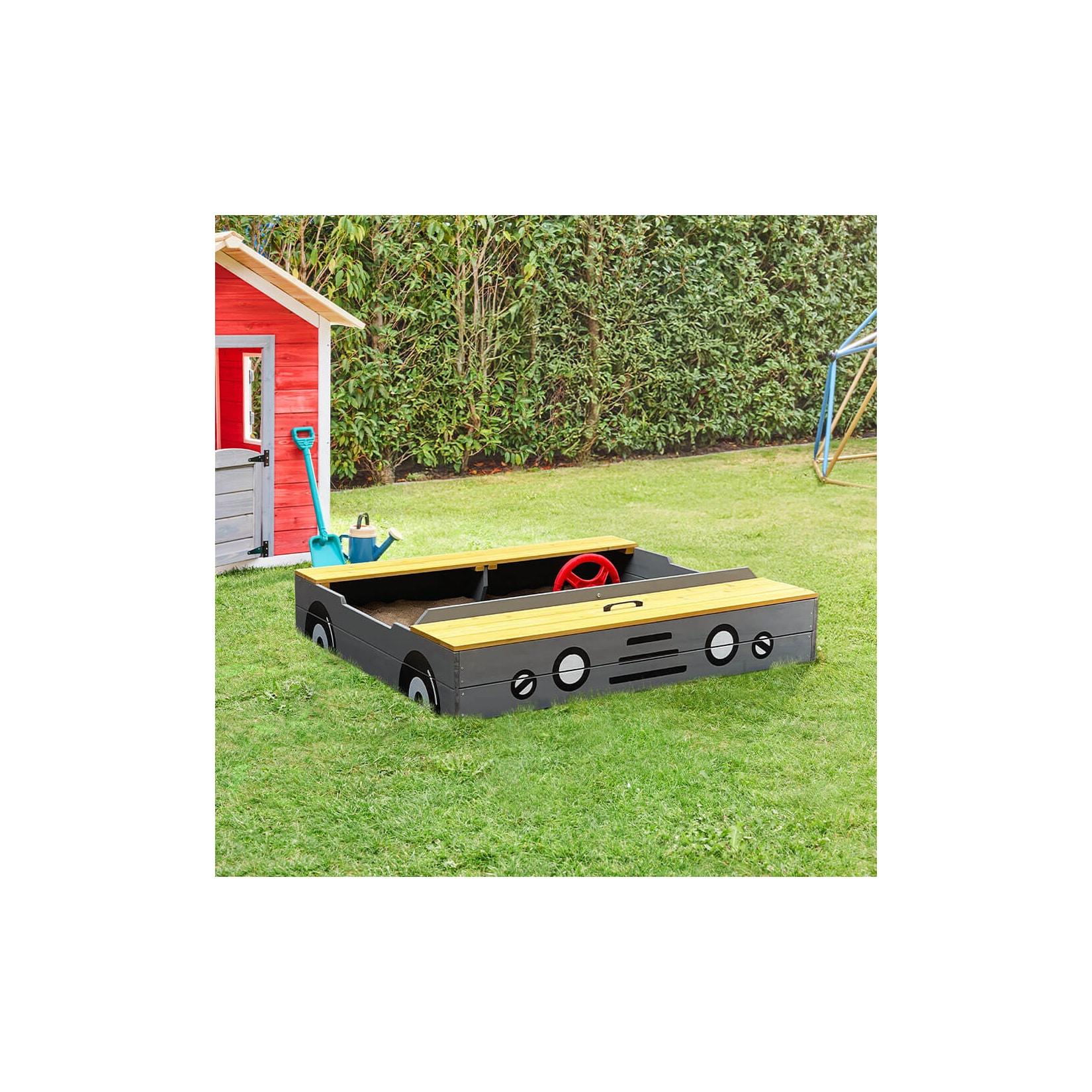 HOME DELUXE Sandkasten aus Holz KIDDY - Hellgrau