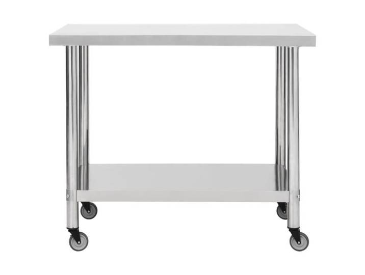 Table de travail de cuisine - ZERODIS - HB042 - Acier inoxydable - 80x60x85 cm - Roulante avec freins