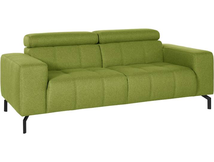2-Sitzer DOMO COLLECTION Cunelli, moderne Sitznähte als Designelement, fester Sitzkomfort , grün (lime), B:208cm H:79cm T:104cm, Sofas, 2-Sitzer, whlw. verstellbare Kopfteile, passend für gängige Saugroboter