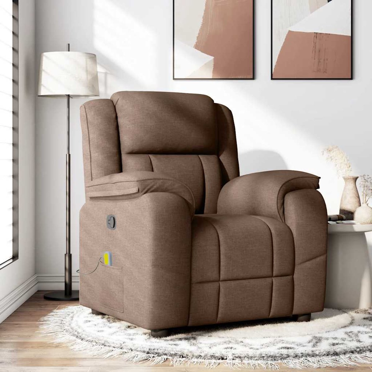 vidaXL Massagestoel - Verstelbare relaxrecliner - Bruin - Stof
