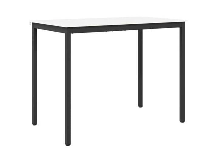 Tmriohed Bartisch Weiß 140x80x105 cm Massivholz Stehtisch Eleganter Bistrotisch mit Metallbeinen für Esszimmer und Küche, H-Balken für Stabilität und 80 kg Belastbarkeit.