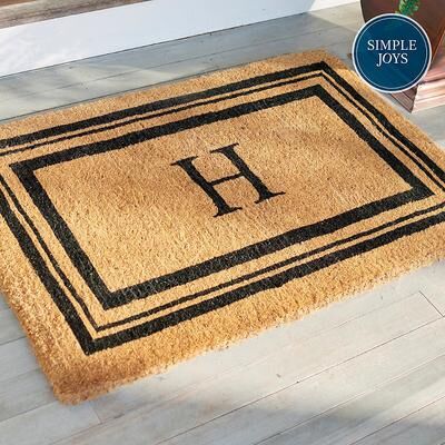 "Monogrammed Coir Border Door Mat - Classic Border, 24"" X 39"", L / Classic Border - Grandin Road"