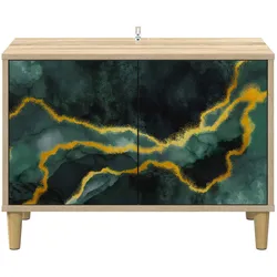 vidaXL, TV Möbel, Famelin (Türkis marmorierte Optik) (33 x 69 x 50 cm)