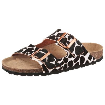 Pantolette ANISTON SHOES, Damen, Gr. 37, Leder, dunkelbraun, weiß, Schuhe Pantolette, Sommerschuh, Strandschuh, Hausschuh - NEUE KOLLEKTION