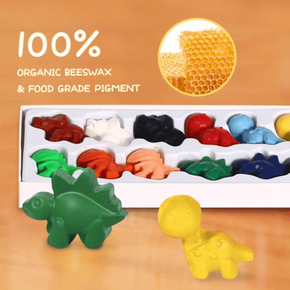 Colour Dinosaurs 12 Colours Beeswax Crayons by Jar Melo for Ages 3+