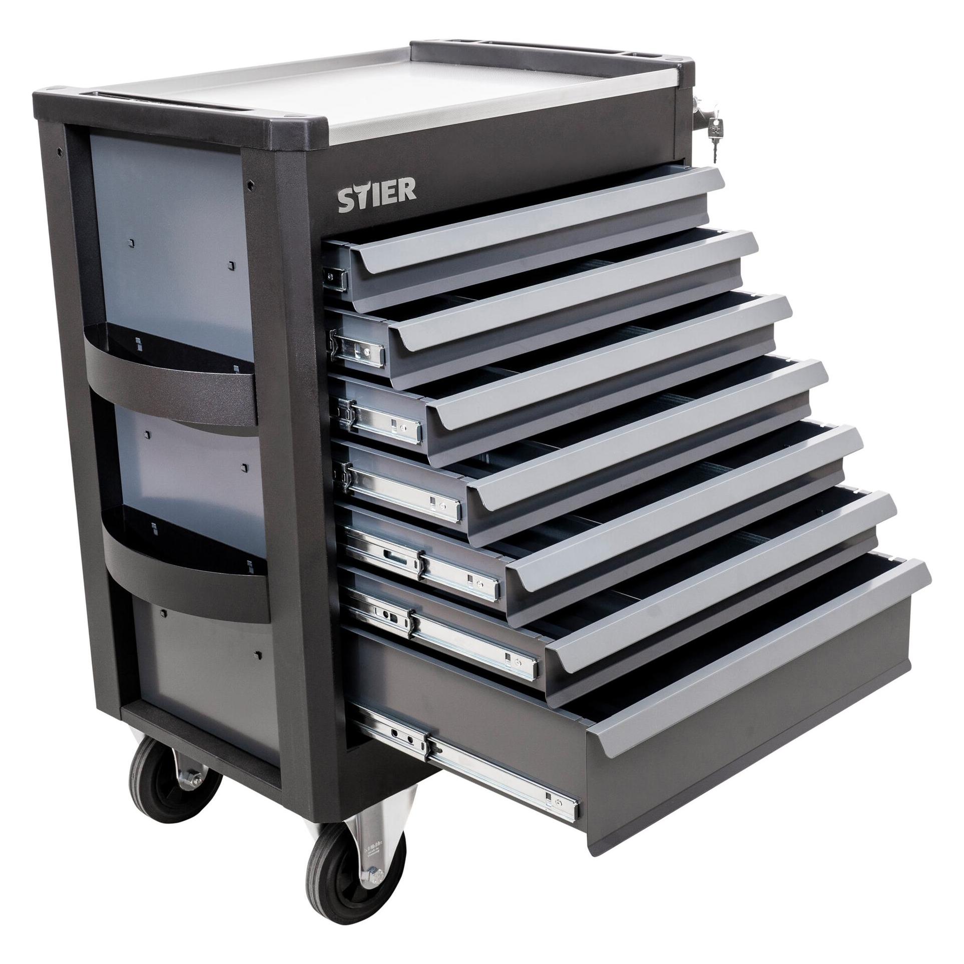 Stier Werkstattwagen Premium mit Edelstahl-Arbeitsfläche bestückt 241-teilig (241x) (59871568)