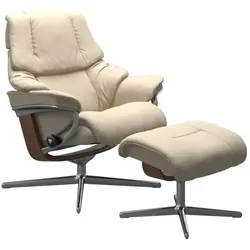 Stressless Sessel mit Hocker Reno Cross Leder Beige Batick Cream S (Small)