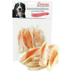 Corwex 70 Gramm Hundesnacks 12 x 70 Gramm Kaninchenohren mit Hühnerfilet