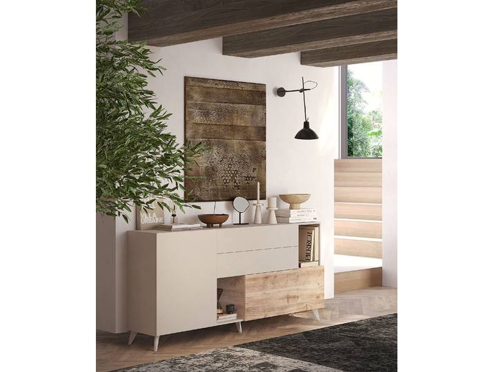 Sideboard Monaco 181 x 94 x 42cm Holz/Beige/Eiche Cadiz Dekor