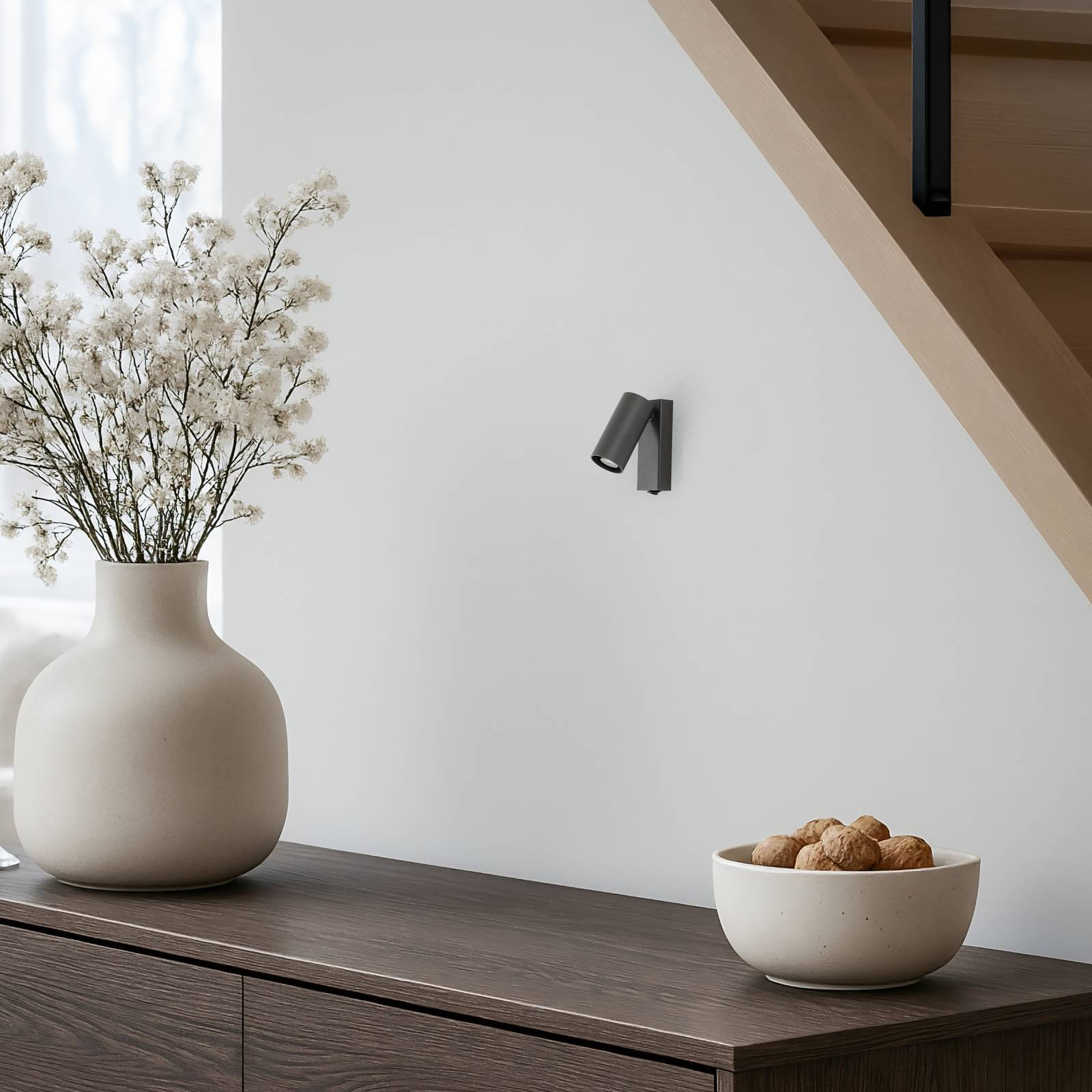 Wandstrahler FOURTY, dunkelgrau, Höhe 17 cm, Metall, GU10 FOURTY Nowodvorski Lighting, alu / grau / zink, für Wohn- / Esszimmer, Metall, Modern, Strahler
