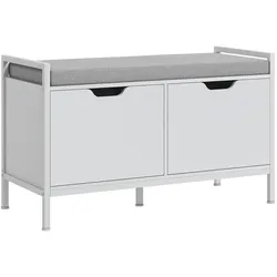 HOMCOM Schuhbank mit Sitzkissen, Eingangsbank, Schuhschrank für Flur, Wohnzimmer, bis zu 160kg belastbar, Weiß