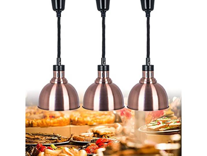 VFDZ Wärmelampe Küche für Essen, Höhenverstellbar 60-180cm(3pcs) Lebensmittel Wärmelampe, Hängende Wärmebrücke Küche Gastro Mit 250W Glühbirne für Restaurant, Buffet