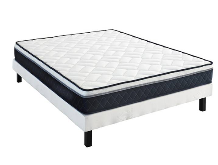 Matelas + sommier tapissier Ensemble alicante Strech Blanc - Basika