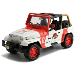 Jada Toys – 97806wor – Jeep Wrangler – Jurassic World 2015 – Scale 1/24 – White/Orange