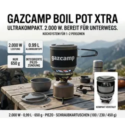 Gazcamp Boil Pot XTRA – Ultrakompakter Gaskocher für unterwegs